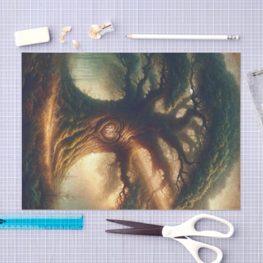 Große alte Eichenbaum verzauberte Rustikalwaldhoch Seidenpapier (Handwerk)