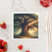 Große alte Eichenbaum verzauberte Rustikalwaldhoch Serviette (Beispiel)