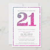 GROSSE ALTERSNUMMER EINLADEN GLAS 21 Rose Gold Gli Einladung (Vorderseite)