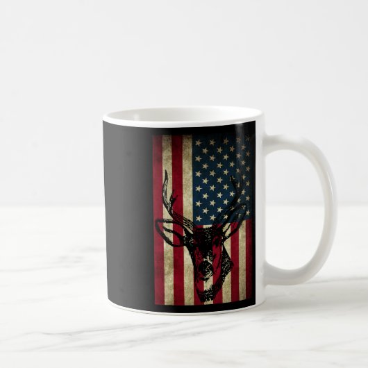 Große amerikanische Flagge Patriotic Deer Junting  Kaffeetasse (Rechts)