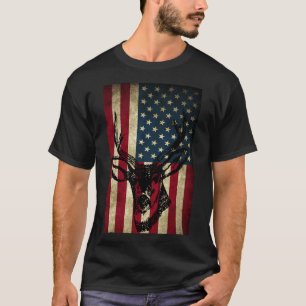 Große amerikanische Flagge Patriotic Deer Junting T-Shirt