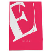 Große Anfangsphase | Moderne Typografie | Rosa Mittlere Geschenktüte (Rückseite)