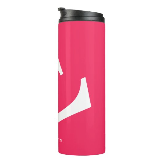 Große Anfangsphase | Moderne Typografie | Rosa Thermosbecher (Nach rechts gedreht)