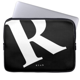 Große Anfangsphase | Moderne Typografie | Schwarz Laptopschutzhülle