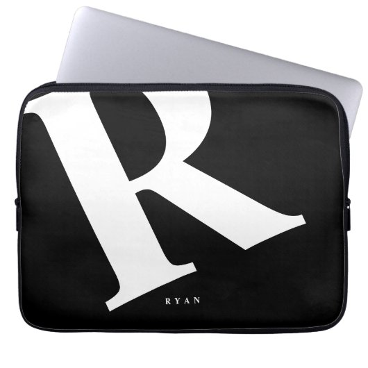 Große Anfangsphase | Moderne Typografie | Schwarz Laptopschutzhülle (Vorderseite)