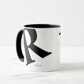 Große Anfangsphase | Moderne Typografie | Schwarz Tasse (Vorderseite Links)