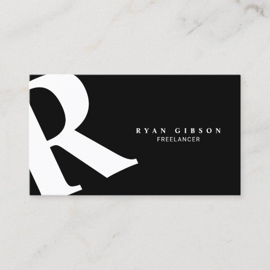 Große Anfangsphase | Moderne Typografie | Schwarz Visitenkarte (Vorderseite)