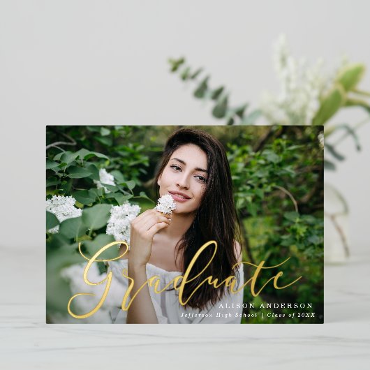 Große Ankündigung von Gold Foil Script Abschluss (Stehend vorne)