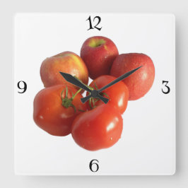 Große Äpfel und Tomaten Wanduhr