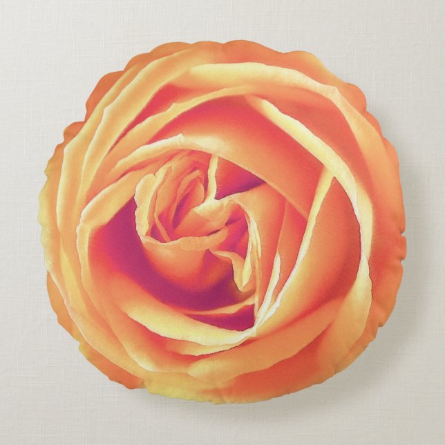 Große Aprikose/orange Rose drucken Rundes Kissen (Vorderseite)