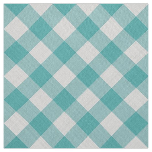 Große Aquamarine Gingham Karo Muster Geometrie Stoff (Muster)