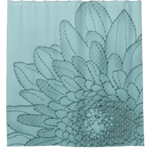 Große Aquamarine Sonnenblume Duschvorhang