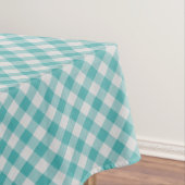 Große Aquamarine/weiße Gingham-Karo Muster Geometr Tischdecke (Beispiel)