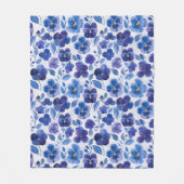 Große Aquarell-Stil Stiefmütterchen Lila Blau Blum Fleecedecke (Vorderseite)