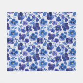 Große Aquarell-Stil Stiefmütterchen Lila Blau Blum Fleecedecke (Vorderseite (Horizontal))