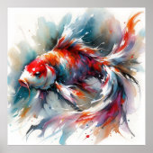 Grosse Aquarellbilder Farbenfrohe Koi Fischkunst Poster (Vorne)
