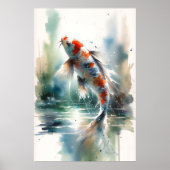 Grosse Aquarellbilder Farbenfrohe Koi Fischkunst Poster (Vorne)