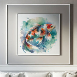 Große Aquarellbilder Koi Fisch Kunst Poster