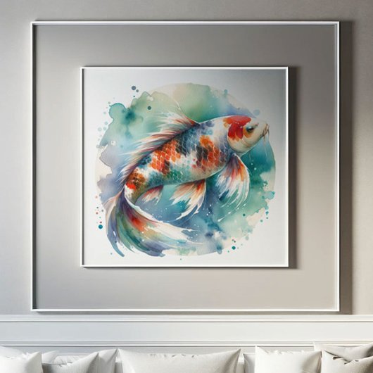 Große Aquarellbilder Koi Fisch Kunst Poster