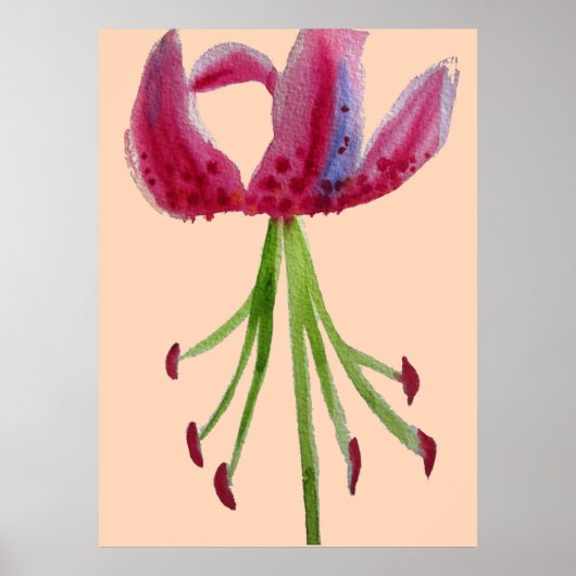 Große Aquarellfarbe Moderne Blume Rosa Lilie Poster (Vorne)