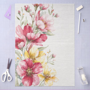 Große Aquarellfarben Wildblumen Bouquet Decoupage Seidenpapier