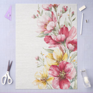 Große Aquarellfarben Wildblumen Bouquet Decoupage Seidenpapier