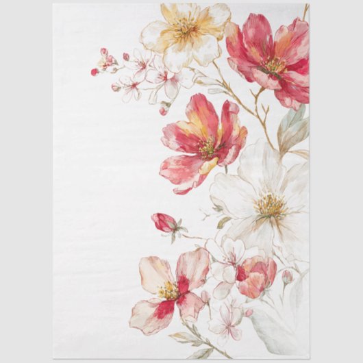 Große Aquarellfarben Wildblumen Bouquet Decoupage Seidenpapier (Vorderseite)