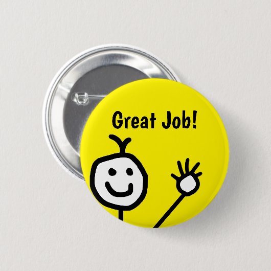 Große Arbeit Niedlich glückliche Gesicht 6 cm Rund Button (Vorne & Hinten)