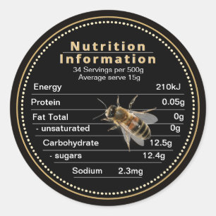 Große AU Honey Nutrition Information Realistische Runder Aufkleber