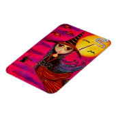 Große Augapfel Hexenmädchen in Streifen Schwarze K Magnet (Linke Seite)