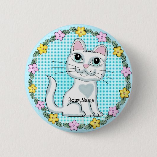 Große Augen Kitten Katze Button (Vorderseite)
