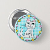 Große Augen Kitten Katze Button (Vorne & Hinten)