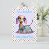 Große Augen Whimsisches Dackel Party Einladung (Stehend Vorderseite)