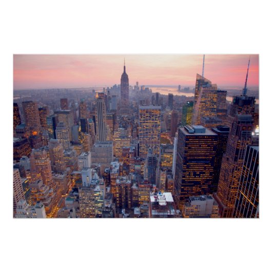 Große Aussicht auf Manhattan bei Sonnenuntergang Poster (Vorderseite)