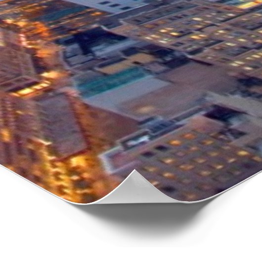 Große Aussicht auf Manhattan bei Sonnenuntergang Poster (Ecke)