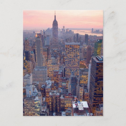 Große Aussicht auf Manhattan bei Sonnenuntergang Postkarte (Vorderseite)