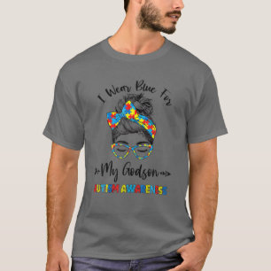 Große Autismus Messy Bun Autismus Puzzle Mama Oma T-Shirt
