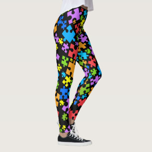 Große Autismus Puzzleteile auf BLACK Leggings