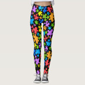 Große Autismus Puzzleteile auf BLACK Leggings (Vorderseite)