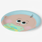 Große Baby-Gesichts-Babyparty-Platte Pappteller (Schrägansicht)