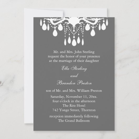 Große Ballroom Wedding Invitation (grau) Einladung (Vorderseite)