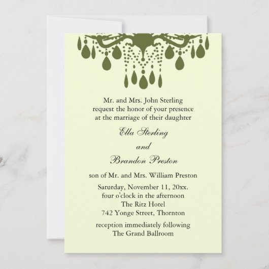 Große Ballroom Wedding Invitation (grün) Einladung (Vorderseite)