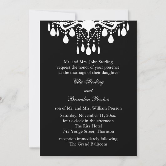 Große Ballroom Wedding Invitation (schwarz) Einladung (Vorderseite)