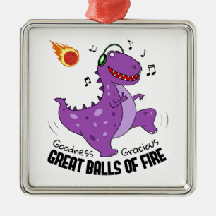 Große Balls von Feuerdinosaurier Meteor Ornament Aus Metall