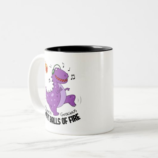 Große Balls von Feuerdinosaurier Meteor Zweifarbige Tasse (Vorderseite Links)