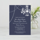 Große Ballsaal Hochzeit Einladung in Blau (Stehend Vorderseite)