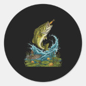 Große Barsch springende Fischköder-Grafik für Angl Runder Aufkleber (Vorderseite)