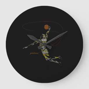 Größe Basketball Motivations-Wortkunst-T-Shirt Große Wanduhr