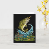 Große Bass springende Fischköder-Grafik für Angler Karte (Gelbe Blume)