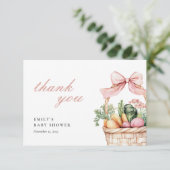 Grosse Bauern Markt Girl Baby Dusche Dankeskarte (Stehend Vorderseite)